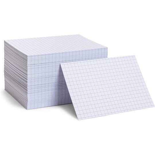 Stockroom Plus; Stockroom Plus Index Cards - 4 x 6 in, White, 300 Count - Graph Ruled Index Cards & Grid-Lined Graph Paper Notecards for Math Problems; Category:Index Cards; Image:1